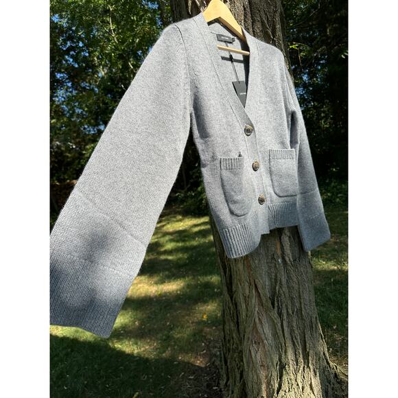 Lisa Yang Danni Cardigan Sweater 100% Cashmere Heathered Grey Size 1 Small Med - Picture 9 of 16